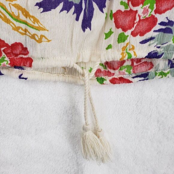 Ralph Lauren Denim & Supply Blouse Womens Large Boho Floral Tassel Peasant Top - Picture 3 of 10